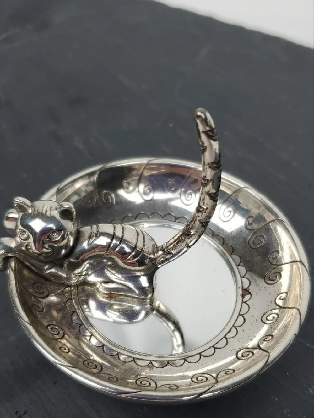 Brighton Silver-Tone Cat Ring Dish with Upright Tail